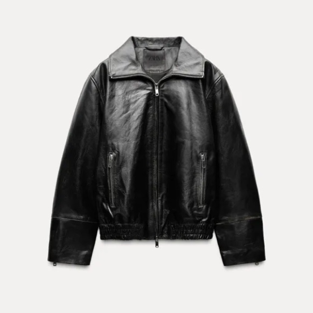 ZARA 100% LEATHER JACKET ZW COLLECTION size XS